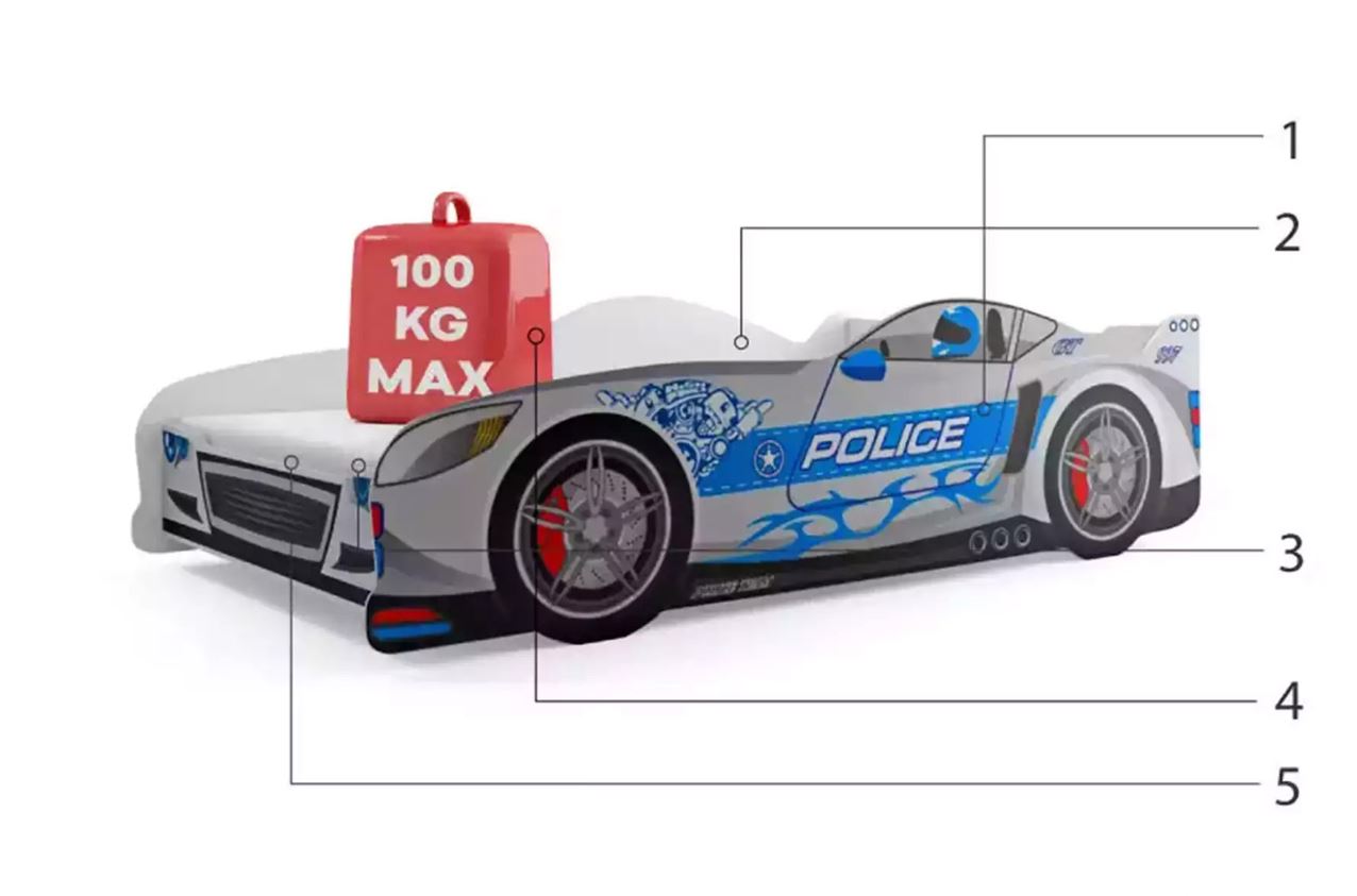 Componente pentru paturi pentru copii cu mașini singure 80x160, argint Componente pentru paturi pentru copii cu mașini singure 80x160, argint