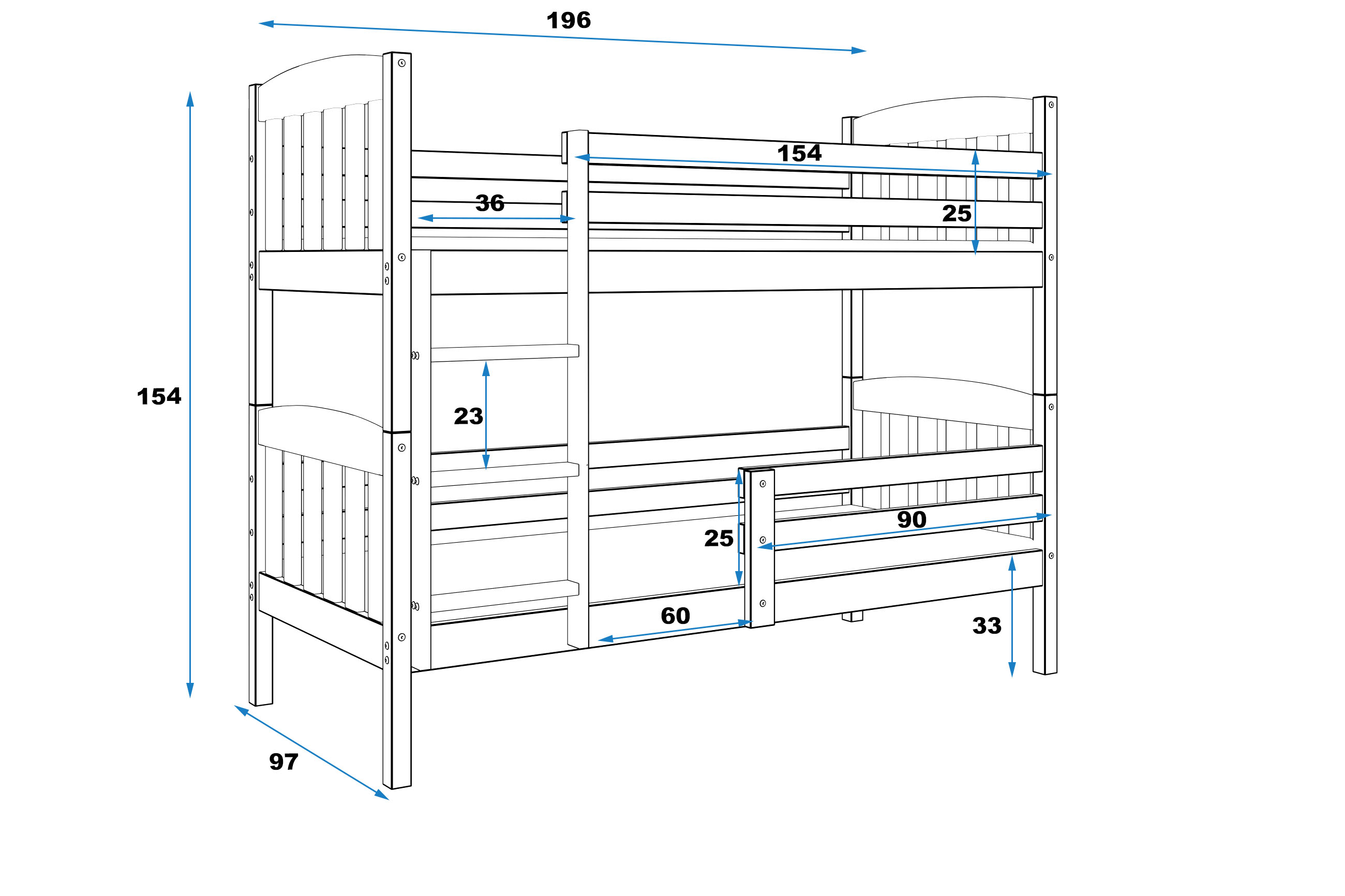 Dimensiuni și specificații pentru patul de tineret, Winnie 80x190, grafit Dimensiuni și specificații pentru patul de tineret, Winnie 80x190, grafit