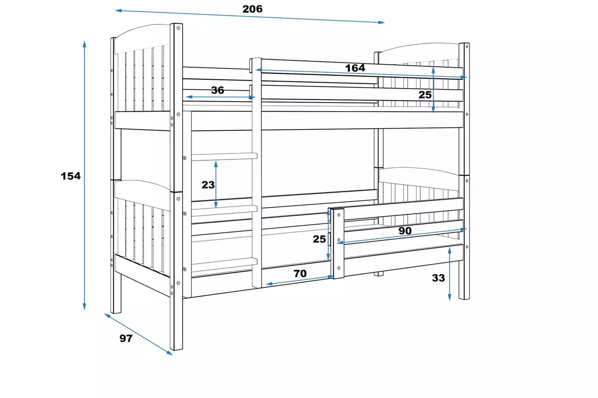 Dimensiuni și specificații pentru patul de tineret, Winnie 90x200 cu saltea, pin Dimensiuni și specificații pentru patul de tineret, Winnie 90x200 cu saltea, pin