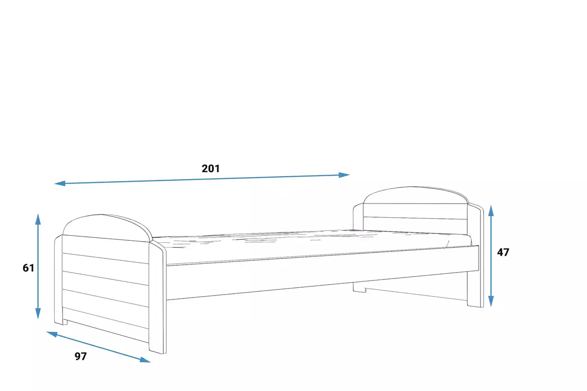 Dimensiuni și specificații pentru patul de tineret LILI 90x200, grafit Dimensiuni și specificații pentru patul de tineret LILI 90x200, grafit