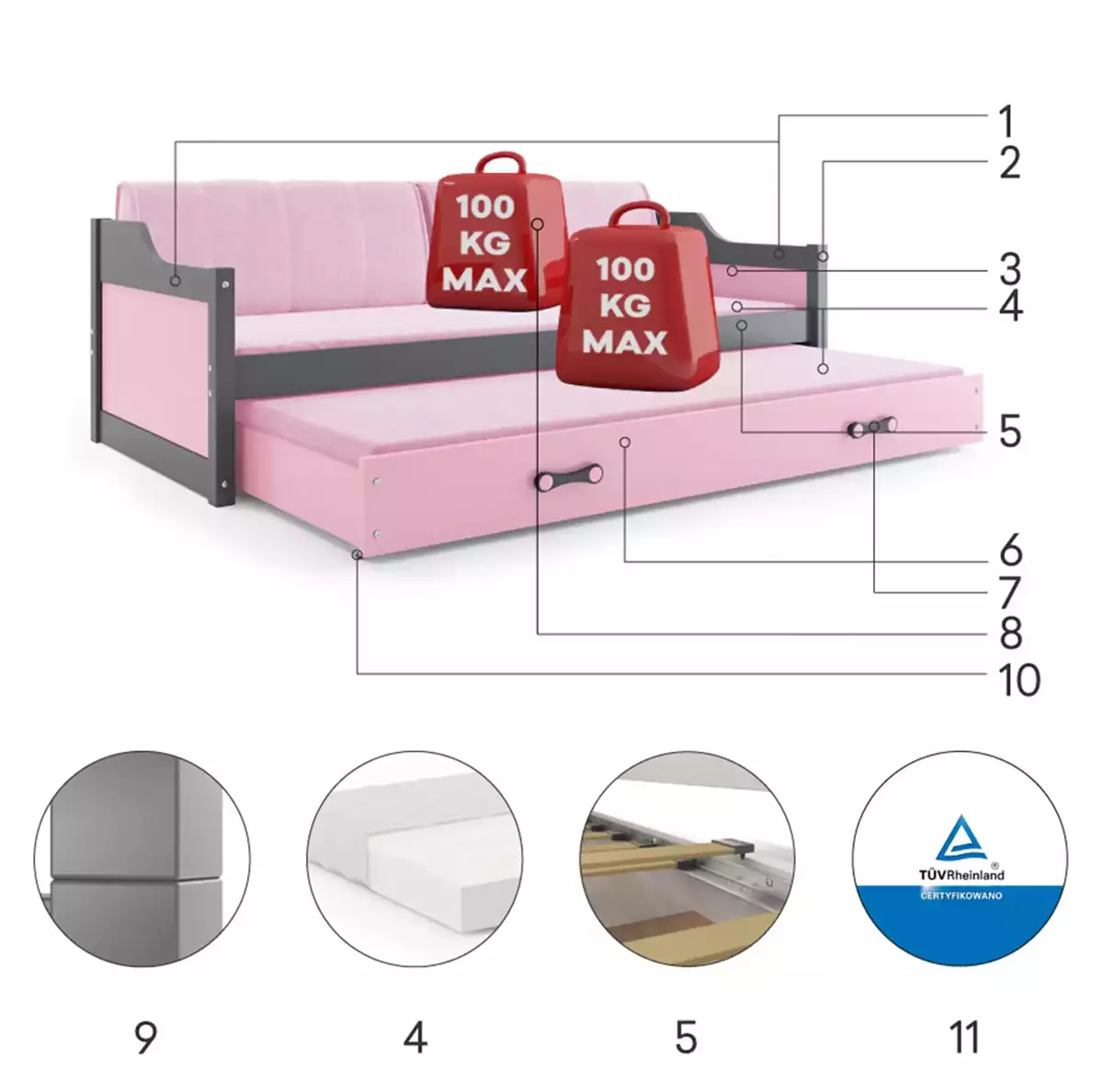 Componente pentru DAWID 90x200 Componente pentru DAWID 90x200