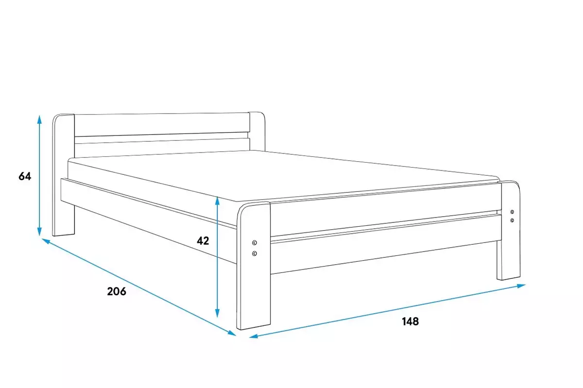 Dimensiuni și specificații pentru dormitorul Dallas 140x200, pat alb Dimensiuni și specificații pentru dormitorul Dallas 140x200, pat alb