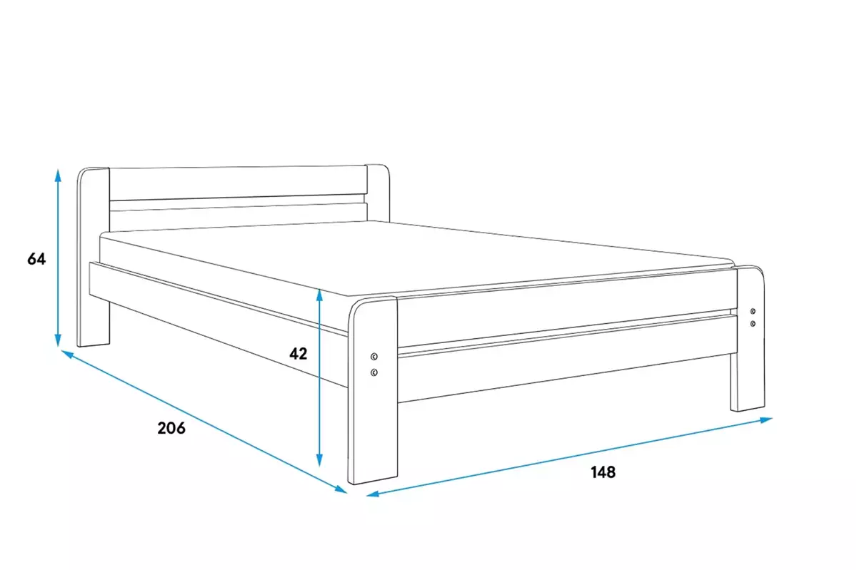 Dimensiuni și specificații pentru patul dormitorului Dallas 140x200 cu saltea, pin Dimensiuni și specificații pentru patul dormitorului Dallas 140x200 cu saltea, pin