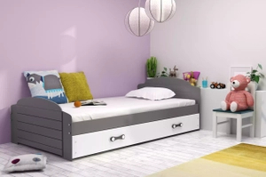 LILI 90X200 pat de tineret single cu saltea și sertar, grafit/alb