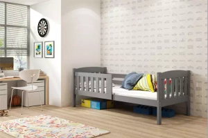 Jacquot pat single pentru adolescenți 90x190 cu saltea, gri