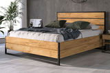 Pat dormitor LOFT 160X200 cu depozitare, din lemn de stejar