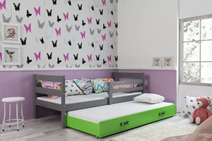 ERYK 80X190 pat extensibil pentru tineri cu sertar, grafit/verde