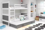 Pat cu baldachin RICO 90X200 cu sertar, alb/grafit