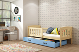 KUBUŚ 80X160 pat simplu pentru copii cu saltea și sertar, pin/albastru
