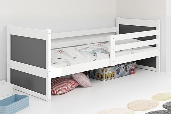 Pat single pentru tineri RICO 80X190 cu saltea, alb/grafit