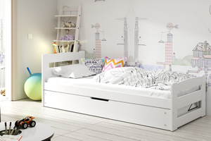 Pat pentru tineri ERNI 90X200 cu cutie de depozitare, alb