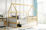 SMART 2 HOUSE pat single 80X160 cu depozitare, lemn natural
