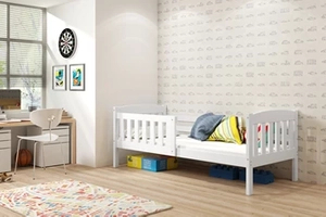 KUBUŚ 90X200 pat single pentru tineri cu saltea, alb