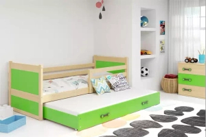 Rico teen pat trundle 90x190 cu saltea și sertar, pin / verde