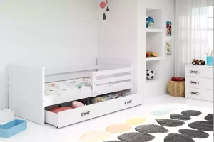 Rico pat single pentru adolescenți 90x190 cu saltea și sertar, alb