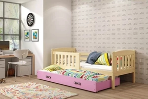 Pat extensibil pentru tineri KUBUŚ 90X200 cu sertar, pin/roz
