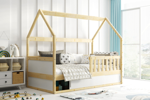 SMART 2 HOUSE pat single 80X160 cu depozitare, lemn natural