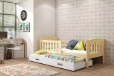 Pat extensibil pentru tineri KUBUŚ 90X200 cu sertar, pin/alb