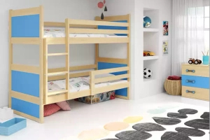 Rico pat supraetajat pentru adolescenți 90x190, pin/albastru