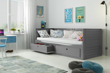 Pat dublu rabatabil pentru tineri HERMES 80X200 cu sertar, grafit