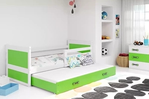 RICO 80X190 pat extensibil pentru tineri cu sertar, alb/verde