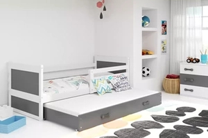 RICO 80X190 pat extensibil pentru tineri cu saltea și sertar, alb/grafit