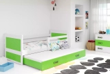 RICO 90X200 pat extensibil pentru tineri cu sertar, alb/verde