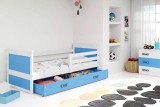 Pat single pentru tineri RICO 90X200 cu sertar, alb/albastru