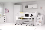 MAX 1 80X200 pat triplu pentru tineri cu birou, alb