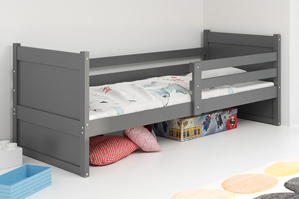 Pat single pentru tineri RICO 90X200 cu saltea, grafit
