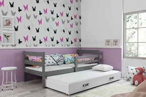 ERYK 80X190 pat extensibil pentru tineri cu saltea și sertar, grafit/alb