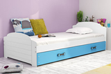 Pat single pentru tineri LILI 90X200 cu sertar, alb/albastru