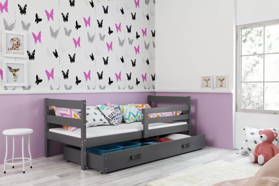 Pat ERYK 90X200 pentru tineri, cu sertar, grafit