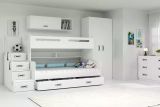 Pat supraetajat pentru tineri MAX 3 120X200 cu sertar, alb