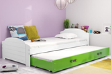 Pat extensibil pentru tineri LILI 90X200 cu sertar, alb/verde
