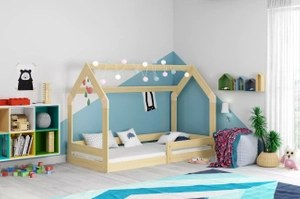 Pat simplu pentru copii DOMEK 1 80X160 cu saltea, pin