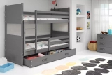 Pat supraetajat pentru tineri RICO 90X200 cu sertar, grafit