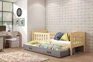 Pat extensibil pentru tineri KUBUŚ 90X200 cu sertar, pin/grafit