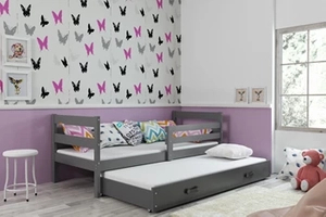Pat extensibil pentru tineri ERYK 90X200 cu saltea și sertar, grafit