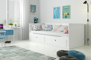 Pat dublu rabatabil pentru tineri HERMES 80X200 cu sertar, alb