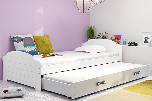 Pat extensibil pentru tineri LILI 90X200 cu sertar, alb