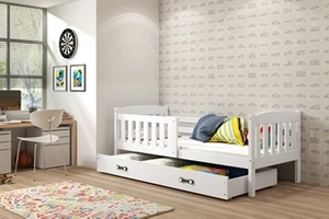 KUBUŚ 90X200 pat single pentru tineri cu sertar, alb