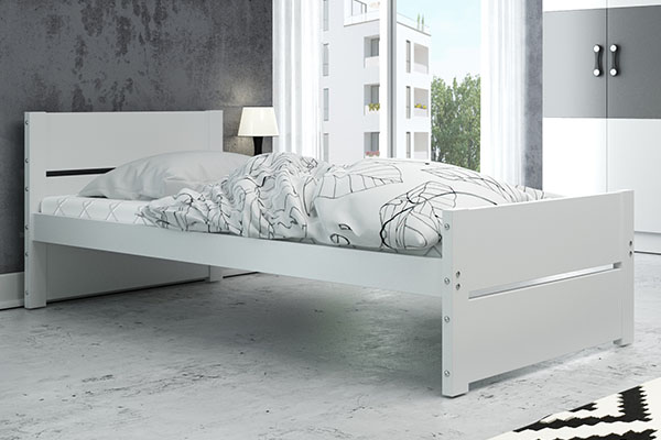 BARTEK pat single pentru tineri 90X200 cu saltea, alb