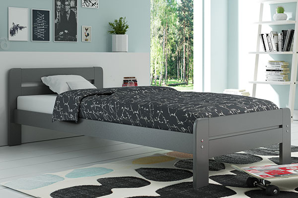 Pat dormitor DALLAS 90X200 cu saltea, grafit