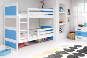 PAT SUPRAETAJAT PENTRU ADOLESCENȚI RICO ALB CADRU ALBASTRU PANOURI FĂRĂ SERTAR FĂRĂ SALTEA 90 X 190