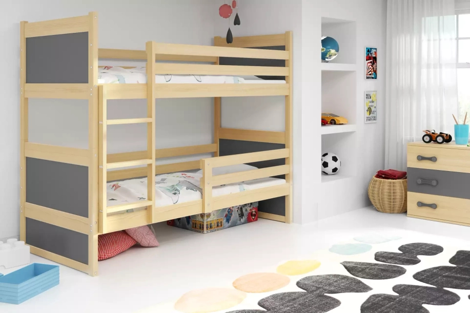 Rico pat supraetajat pentru adolescenți 90x190, pin/gri