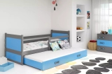 RICO 90X200 pat extensibil pentru tineri cu sertar, grafit/albastru