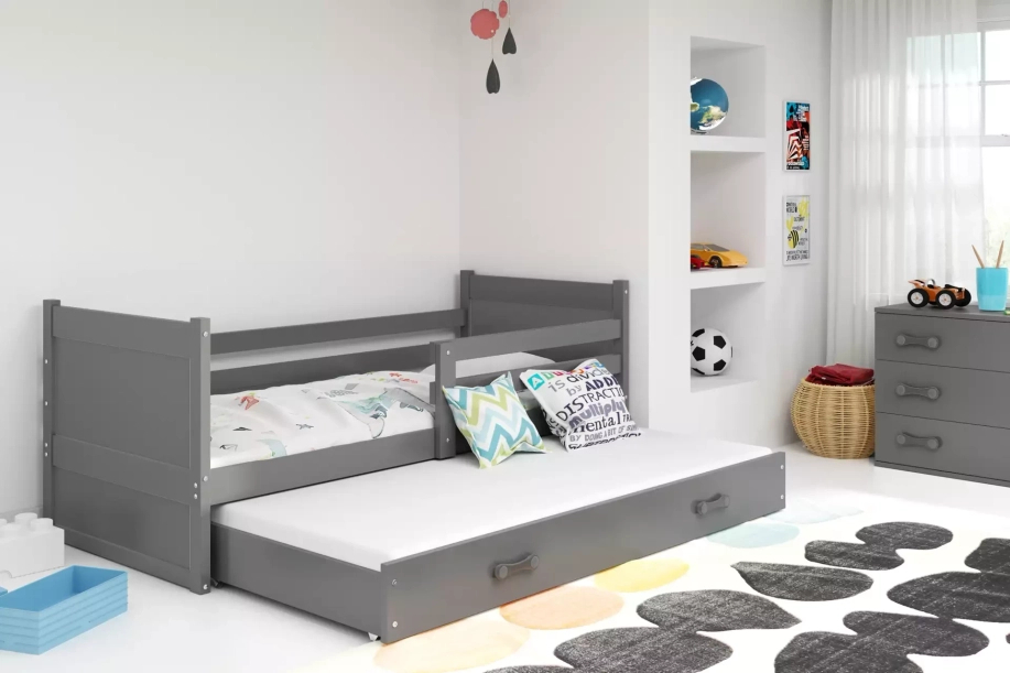 Rico teen pat trundle 90x190 cu sertar, gri