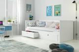 Pat dublu rabatabil pentru tineri HERMES 80X200 cu saltea și sertar, alb