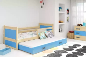 Rico teen pat trundle 90x190 cu sertar, pin / albastru